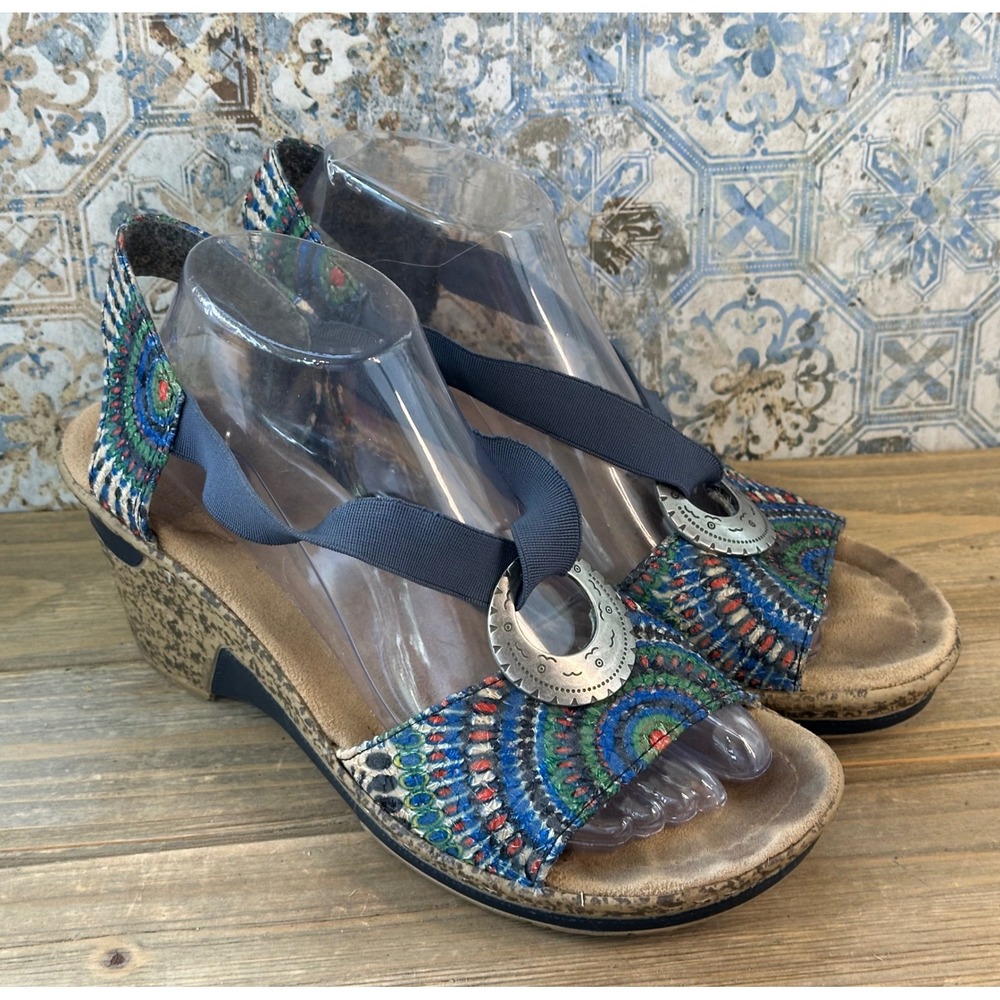 Rieker Wedge Sandals Mosaic Colorful Slingback Shoes Womens 41 / 10